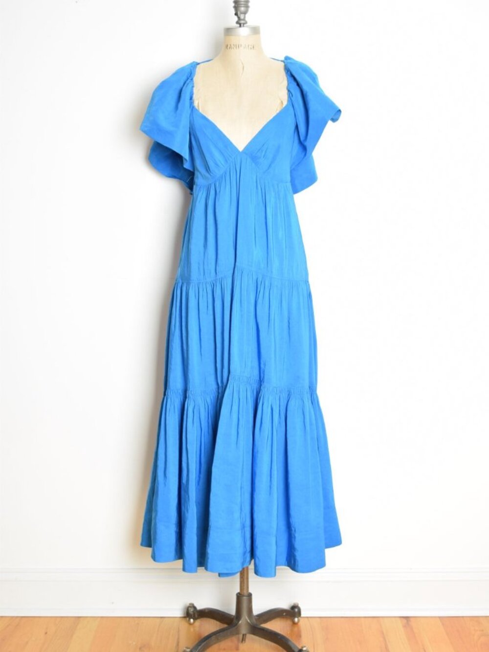 La Ligne sun dress Stella blue tiered ruffle babydoll long maxi backless M